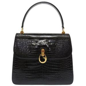 Gucci Crocodile Croco Black Handbag Old Gucci